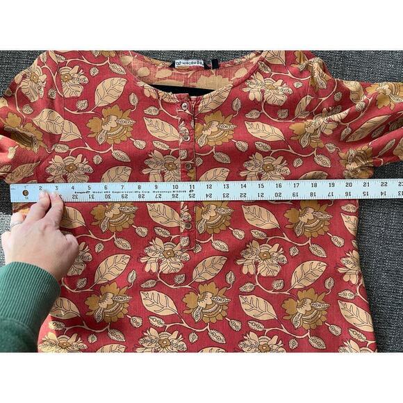 Melange Dress, Orange, Floral, Lightweight, Large, Pockets - Picture 10 of 15